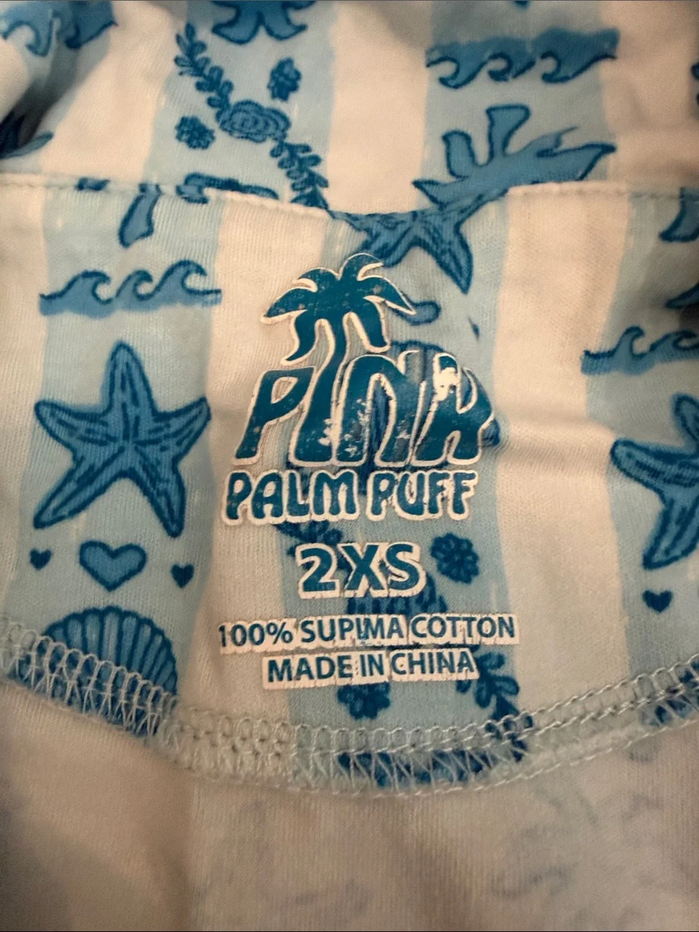 Girls Blue pink palm puff pajamas